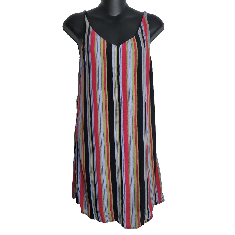 Urban Outfitters Mini Dress S P Small Petites Zoe Rainbow Striped Crepe Slip
